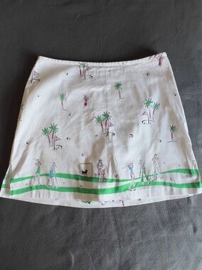 White A-Line Skirt with Green Border Size 12P